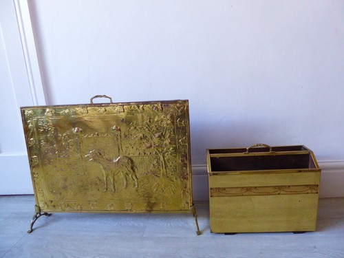 Vintage brass embossed fire - brass,