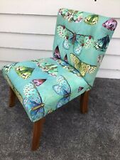 Newly Upholstered Childs Vintage Chair with Buttons & Quilted Moth