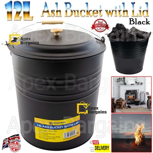 12l metal ash bucket - bucket, fireside