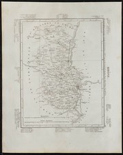 1840 - Rhone - antique map - Department French - engraving