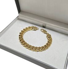 Mens 10mm Cuban Bracelet 9ct Gold XP 8inch Length
