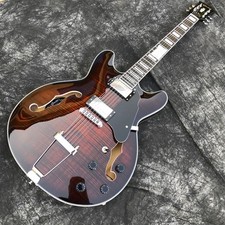 Brown Flame Maple 335 Electric Guitar Semi Hollow Body Archtop Jazz Guitar