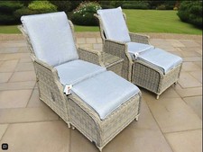 Sorrento Reclining Rattan Bistro Set, 2 Chairs with Footstools No Assembly!!