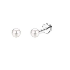PAIR Surgical Steel Screw Diamond Cut Double Sided Cartilage Ear Stud Earrings