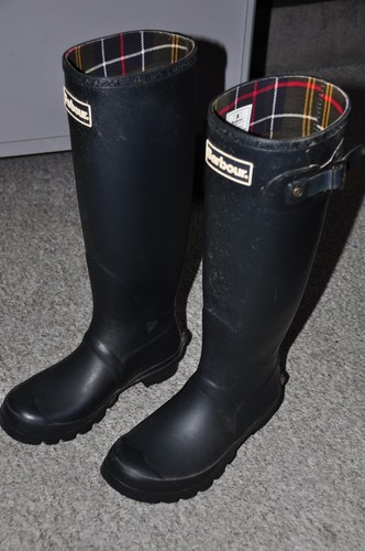 Barbour black wellington boots - black,