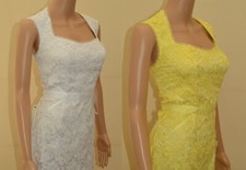 New Lipsy VIP Premium White Or Yellow Floral 3D Lace Dress Sz UK 8 10 12 14