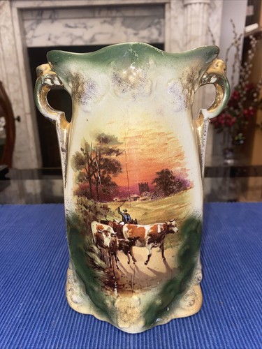 Antique porcelain cattle vase - antique,
