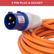 10M-50M Heavy Duty Hook Up Caravan Cable Camping 16 Amp 220~250V Mains Extension