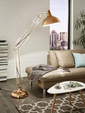 Borgillio floor lamp, 1-flame vintage floor lamp in industrial design in Copper