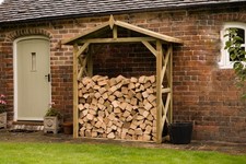 Wooden Wall Log Store Apex Large 2.1 x 0.9m Slatted Floor Pressure Treated