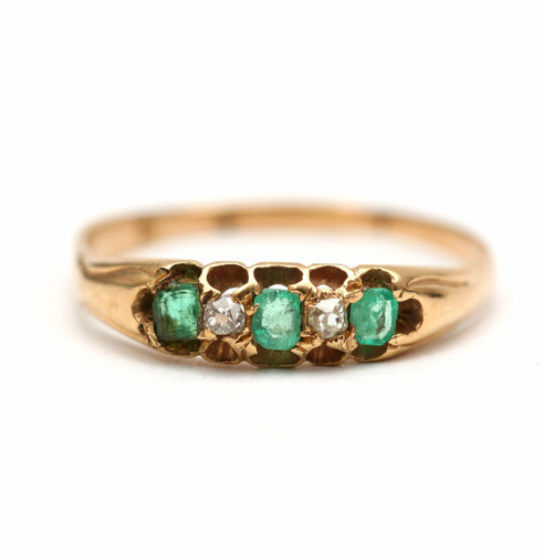 18k victorian emerald diamond - emerald,