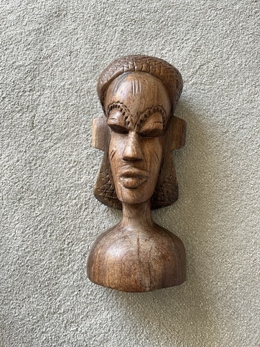 Wooden african carved head - wooden,