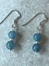 Aquamarine Round Earrings -