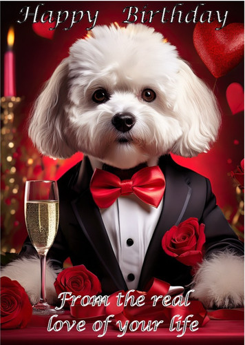 Bichon frise dog birthday - birthday, card