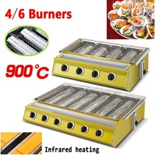 Outdoor 4/6 Burner Cooker Picnic BBQ Grill LPG Gas Party Home Barbeque Smokeless