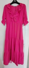 Zara Hot Pink Tiered Midi