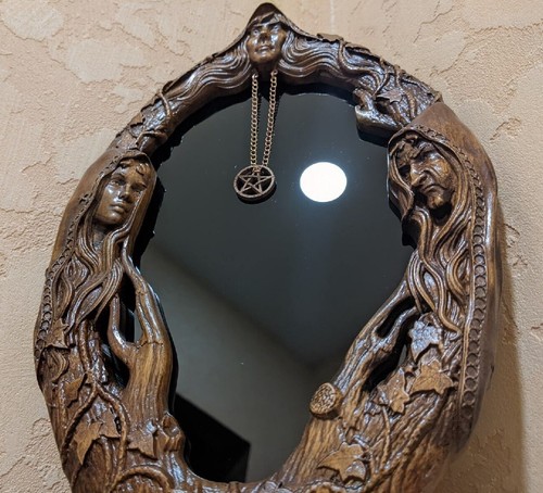 Scrying mirror wooden wall - scrying,