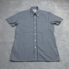 Brutus Shirt Mens Medium Navy Check Trimfit Casual Mod Ska Terrace Skinhead 6831