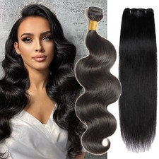 Brazilian Sew In 3 Bundles Virgin Human Hair Weft Extensions 300G Natural Black