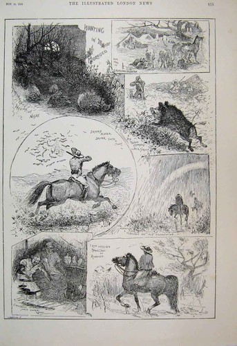 Original old antique print - old,