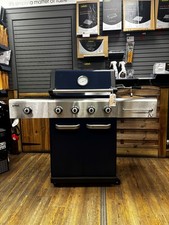 Outback Jupiter 4 Burner Gas Hybrid BBQ Grill with Side Burner - Blue 370766