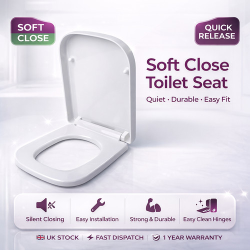 Square soft close toilet - close, seat
