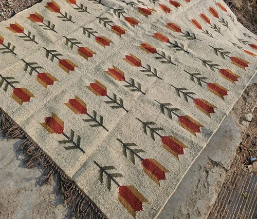 Kilim wool jute area - kilim,