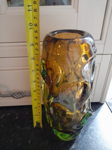 Mid century glass heavy - , vase