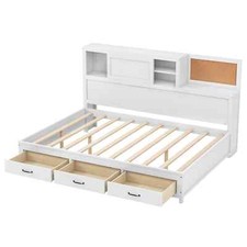 COSTWAY Daybed Frame with 3 Storage Drawers Double Guest Bed