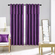 Crushed Velvet Band Curtains Faux Silk Eyelet Ring Top Fully Lined Pair Panels