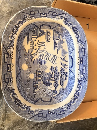 Antique blue willow meat - willow,