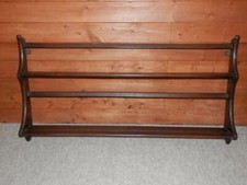Vintage Ercol English Made Elm 2 Tier Brown Wall Mounted Plate Rack/Storage