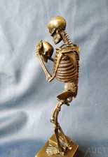 Vintage Memento Mori Bronze Statue Sculpture Marble France JB 31 cm Rare Old 20c
