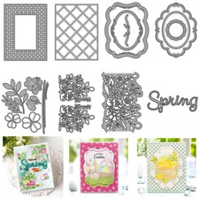 Spring Flower Tag Plate Metal Cutting Dies Album Crafting Stencils Scrapbooking