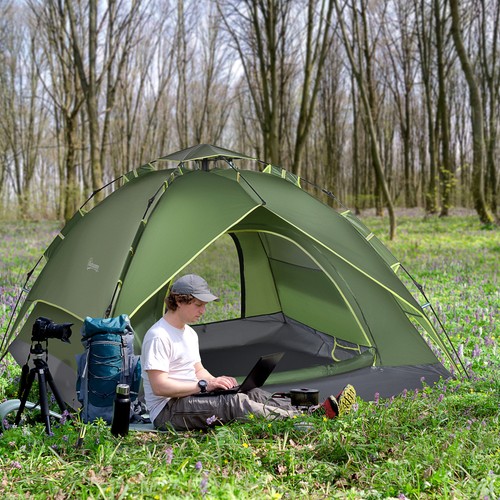 Man pop tent camping - man, up