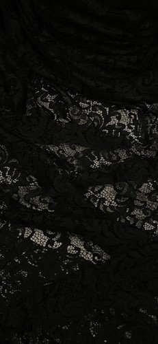 Black floral guipure lace - black,
