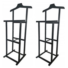 Set of 2 clothes butler black 102 x 47 x 36 cm wooden clothes rack valet