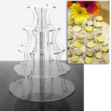 Cupcake Stand 5 Tier - ROUND CLEAR Perspex Tower for Weddings and Party Displays