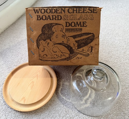 Glass domed wooden cheese
