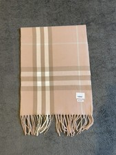 Burberry Cashmere Classic Iconic Check Scarf, Baby Pink, Classic Size 