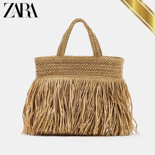 Zara braided straw - braided, fringed
