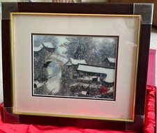 Vintage Chinese Silk Embroidery Framed Picture Winter Scene by Goulswon Boxed