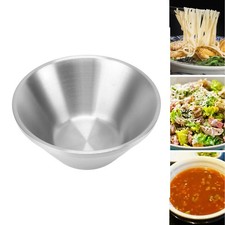 304 Stainless Steel Salad Bowl Double Layer Metal Round Bowl Stylish Salad M XG5