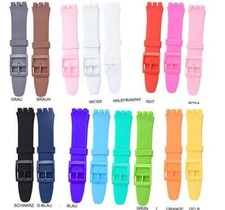 Silicone replacement strap compatible with Swatch 17mm 19mm 20mm