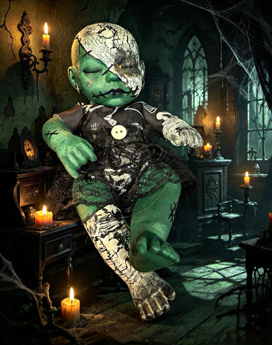 Gothic zombie baby doll green - doll,
