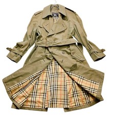 Burberry Vintage Trench Coat Nova Check Pattern Iridescent Cotton Size L For Men