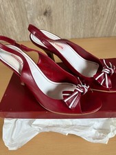 Roberto Vianni Womens Strappy Heels Red Size 6 EU 39 Shoes Bow  Leather Open Toe