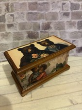 Dolls House 1/12 Scale Miniature Walnut Customised Teddy Bear Toy Blanket Box