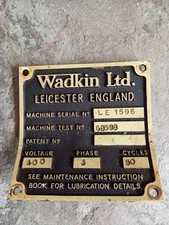 Wadkin Machine Plate