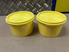 2x Vintage 1970's Yellow Tupperware Storage Tubs (Free P+P)